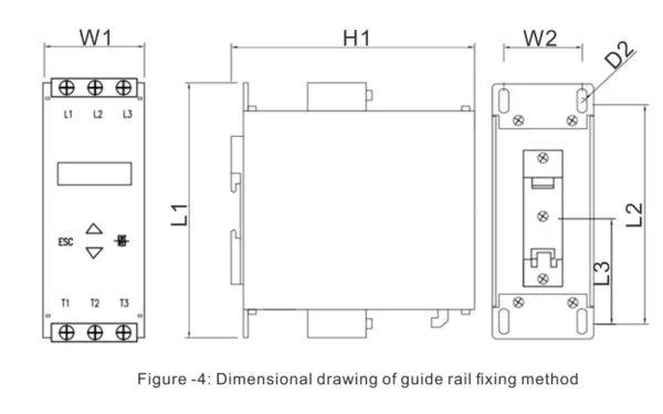 SST ESMS series Built in bypass motor soft starter Installation Dimension