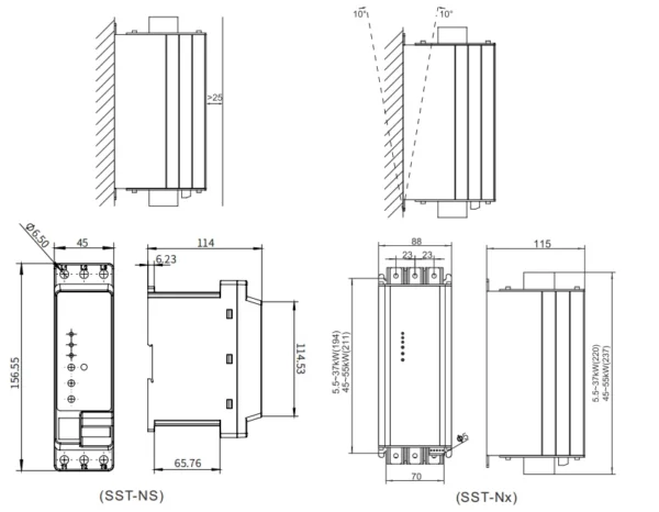 SST Series Built in Bypass Soft Starter Product Dimension